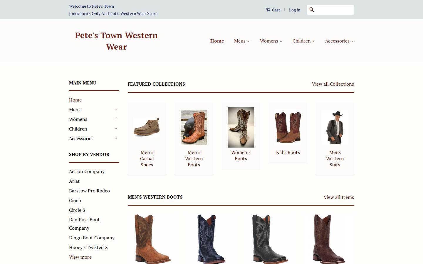 petesboots.us homepage screenshot