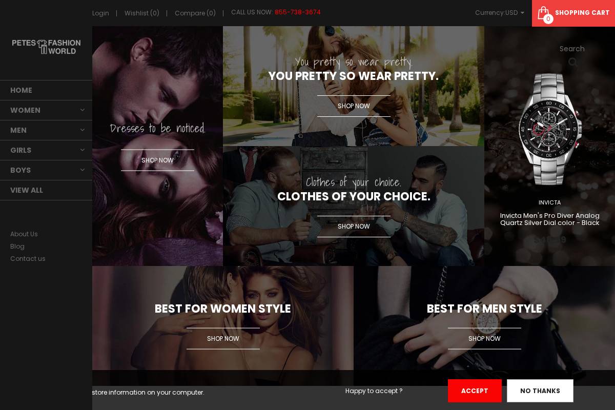 petesfashionworld.com homepage screenshot