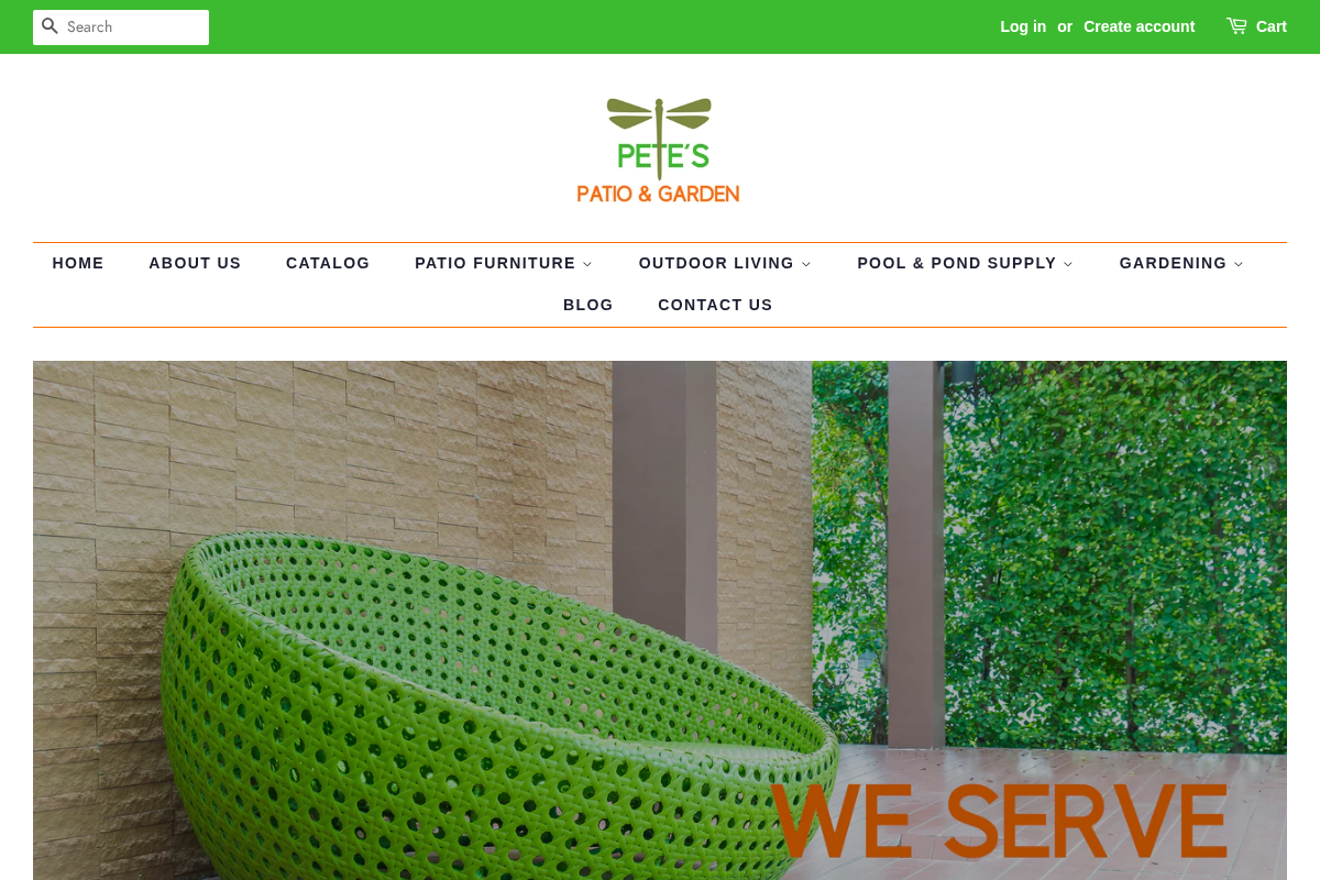 Pete's Patio, Lawn & Garden homepage screenshot