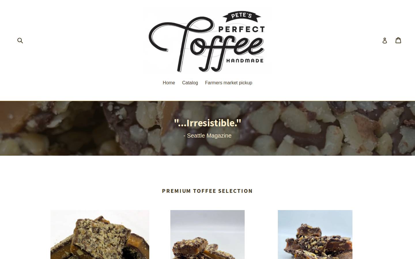 petesperfecttoffee.com homepage screenshot