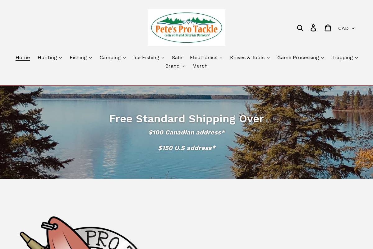 petesprotackle.ca homepage screenshot