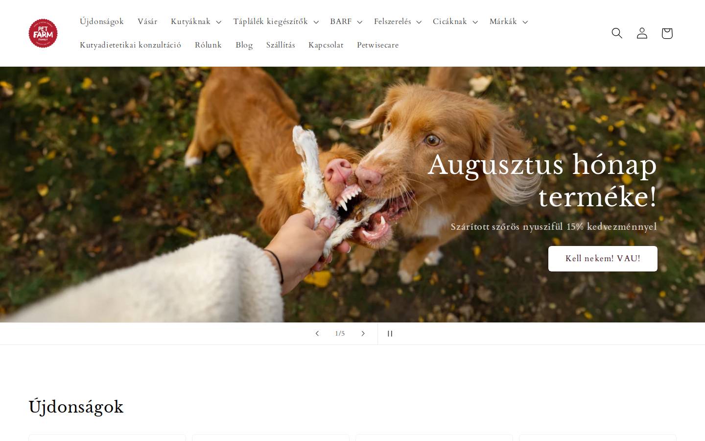 petfarmfamily.hu homepage screenshot