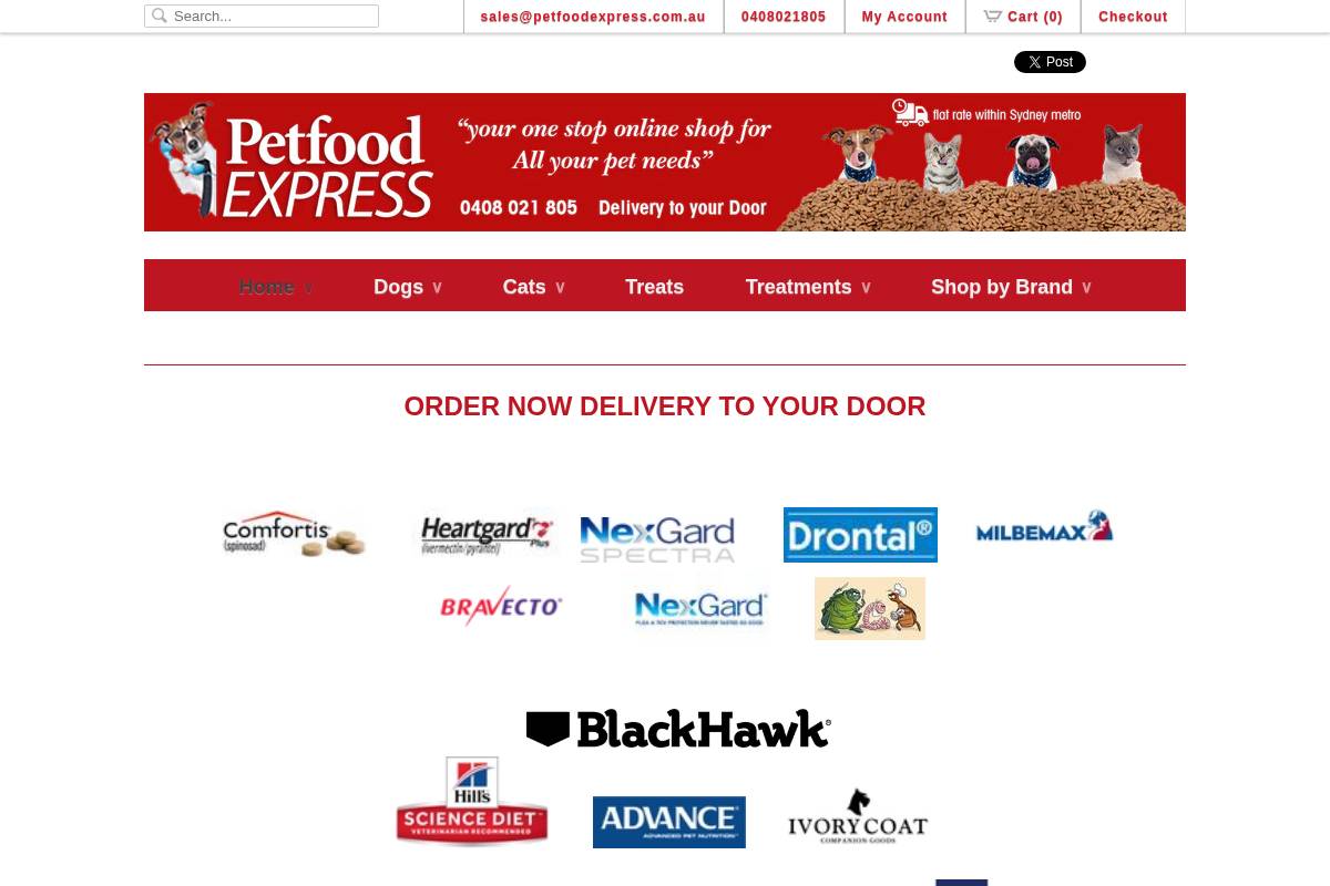 Pet Food Express homepage screenshot