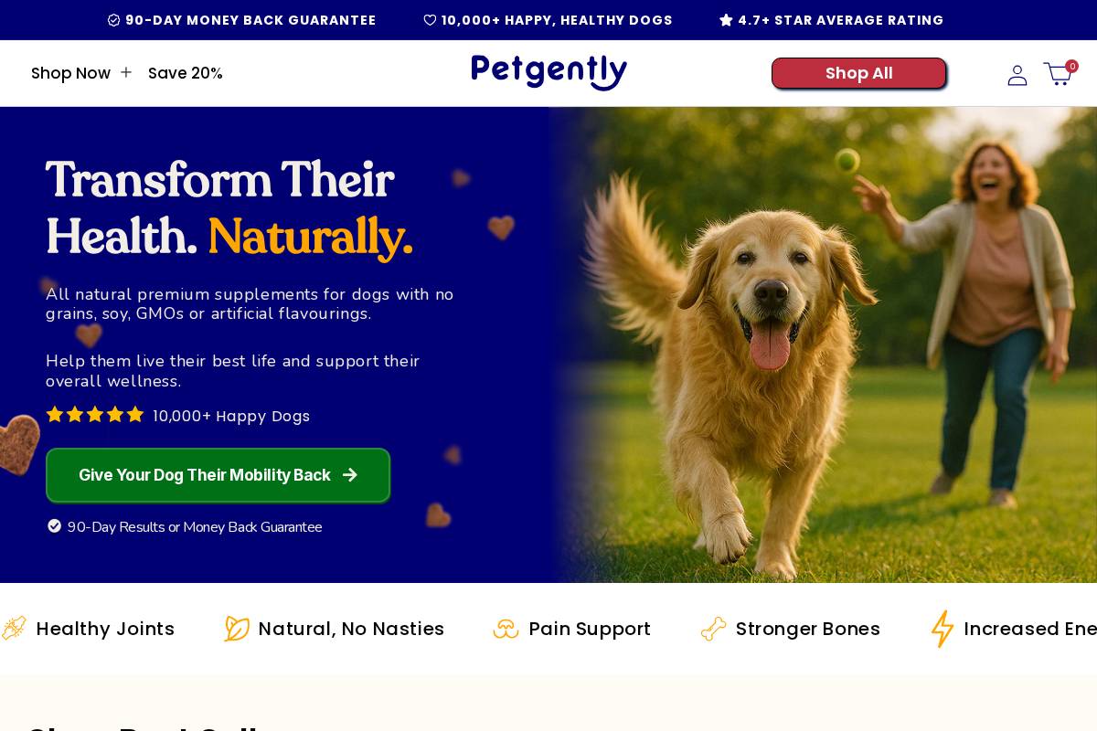 Petgently homepage screenshot