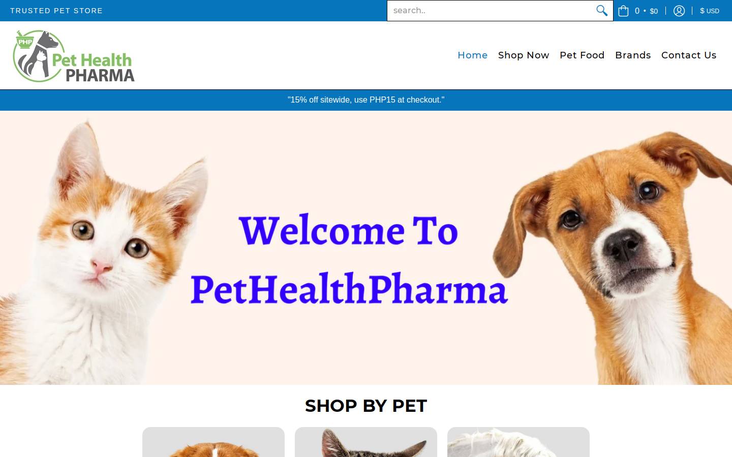pethealthpharma.com homepage screenshot