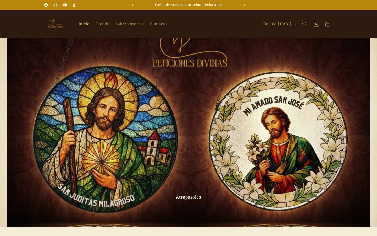 peticionesdivinas.com homepage screenshot
