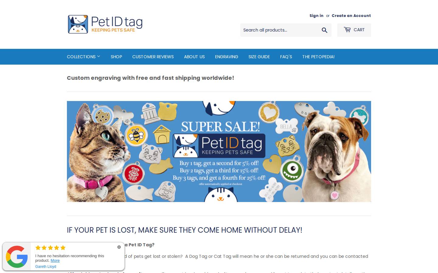 petidtag.us homepage screenshot