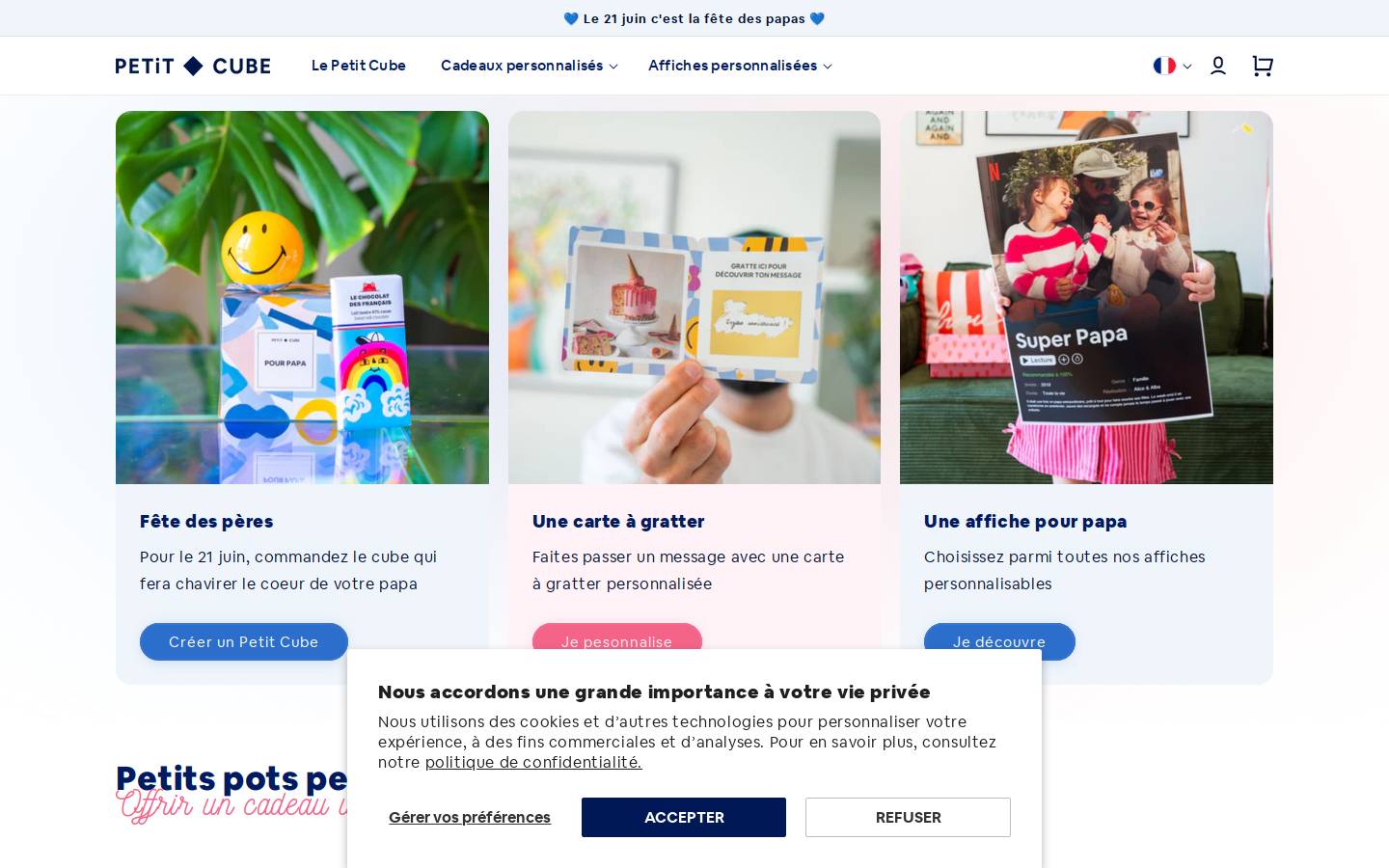 Petit Cube homepage screenshot