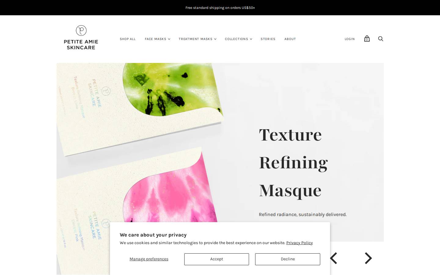 petiteamieskincare.com homepage screenshot