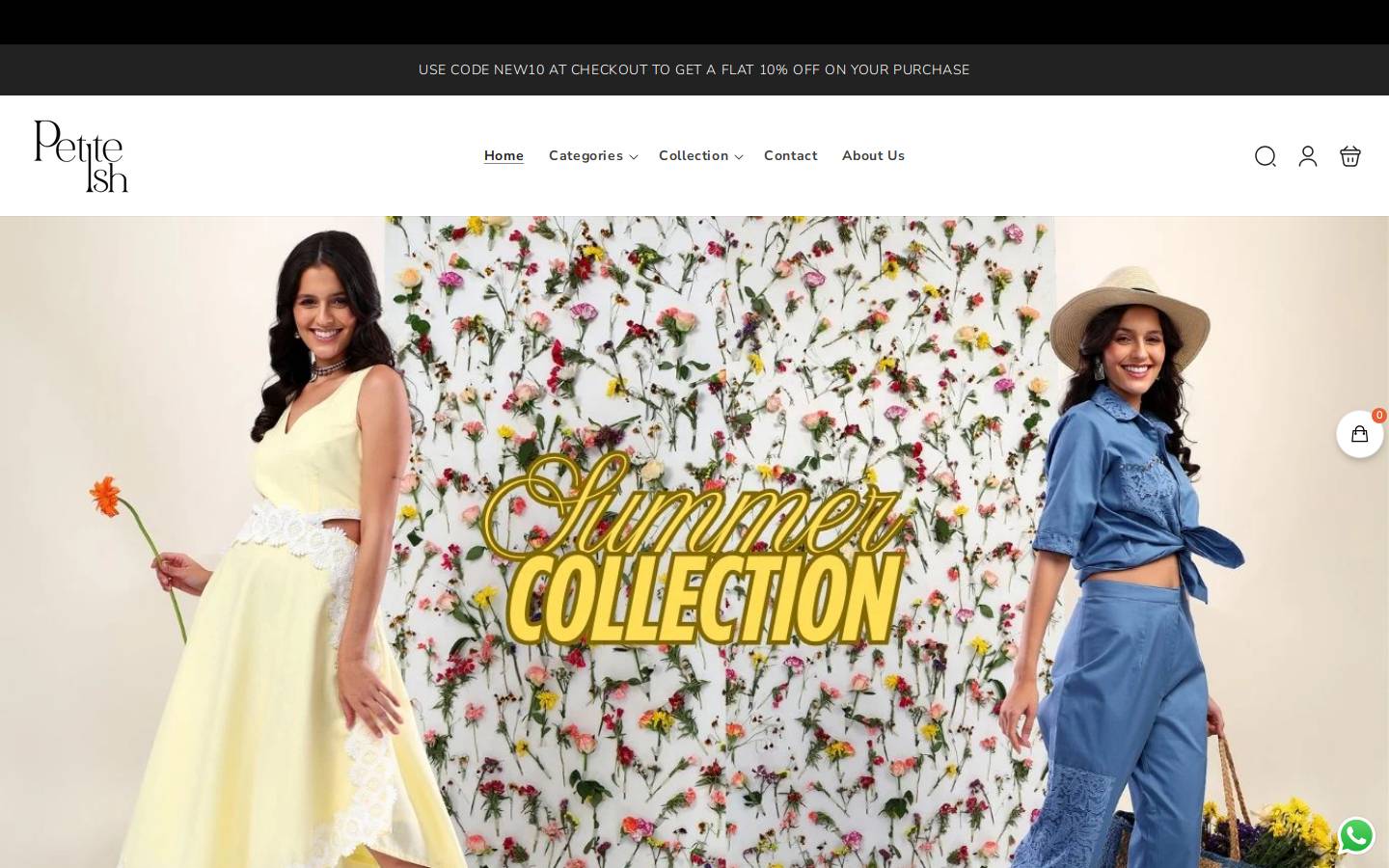 petiteish.in homepage screenshot