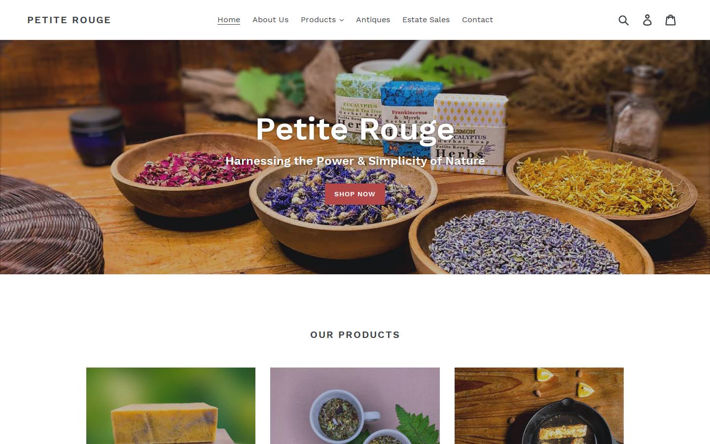 petiterougeantiques.com homepage screenshot