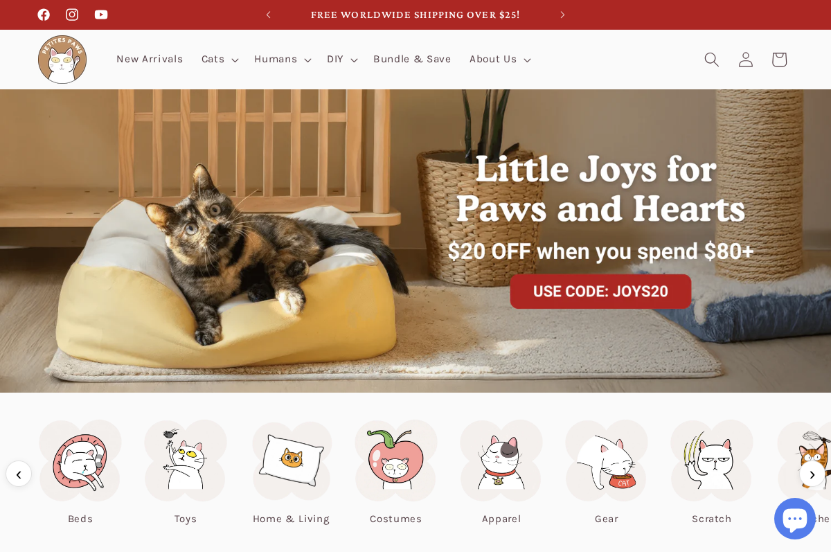 petitespaws.com homepage screenshot