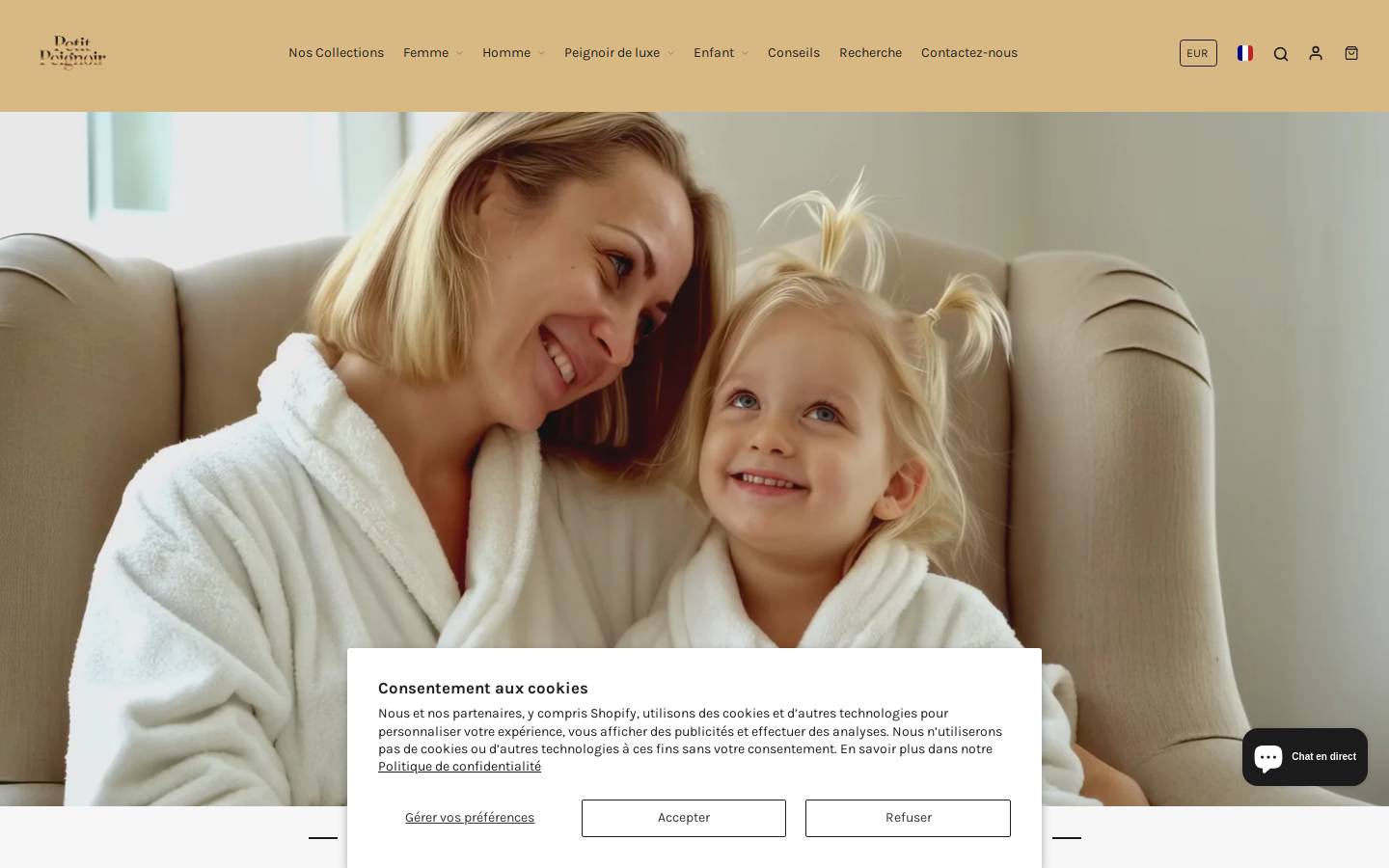 petitpeignoir.com homepage screenshot