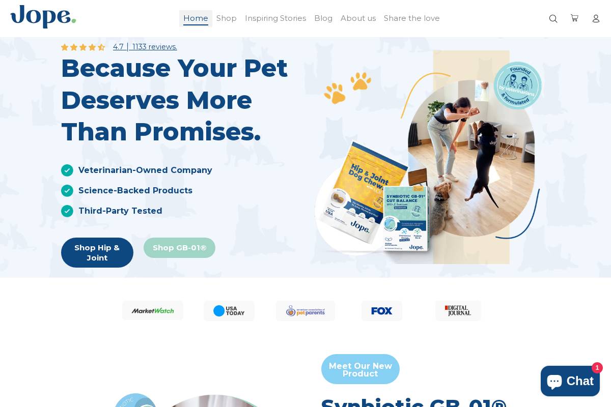 Petjope homepage screenshot