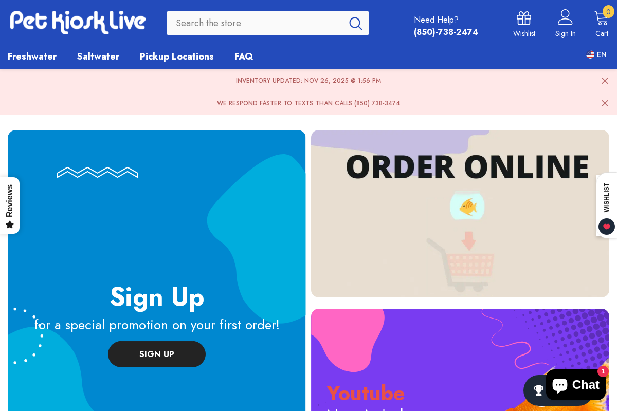 Pet Kiosk Live homepage screenshot