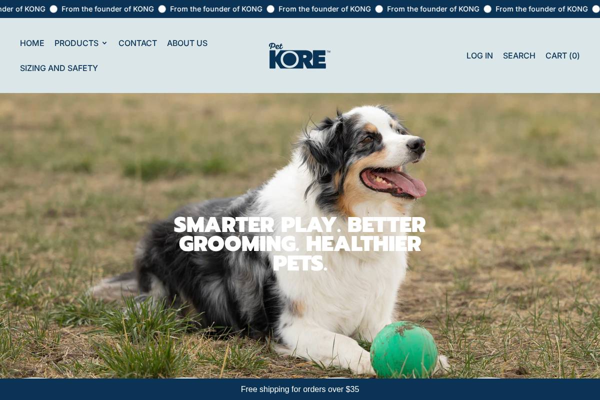 Petkore homepage screenshot