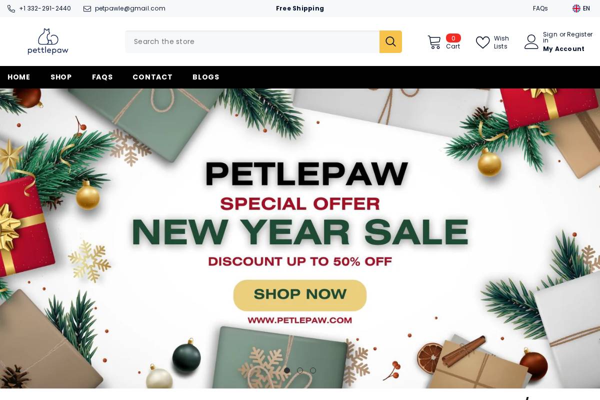 petlepaw.com homepage screenshot
