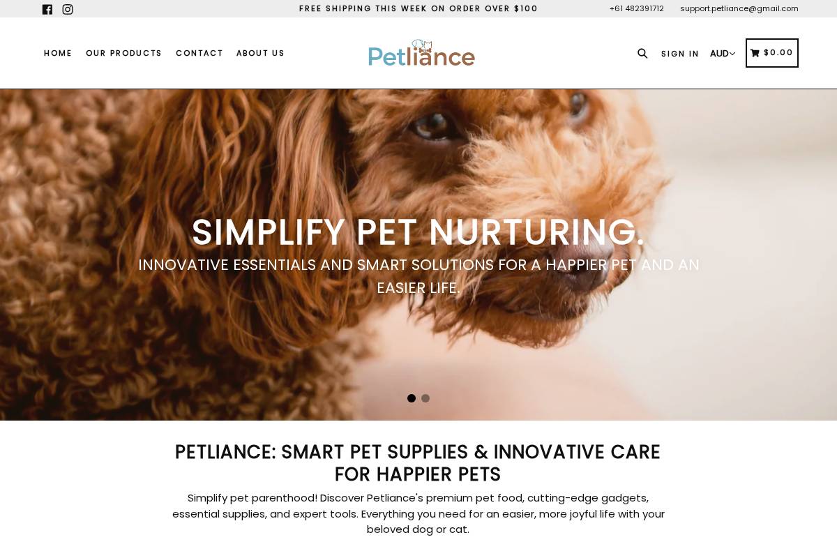 petliance.com homepage screenshot
