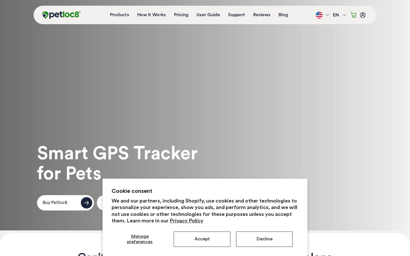 Petloc8 homepage screenshot