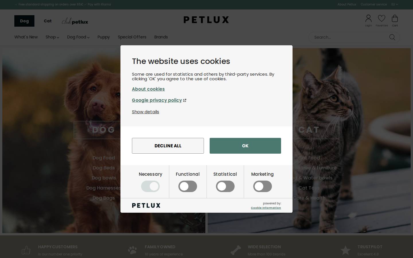 petlux.de homepage screenshot
