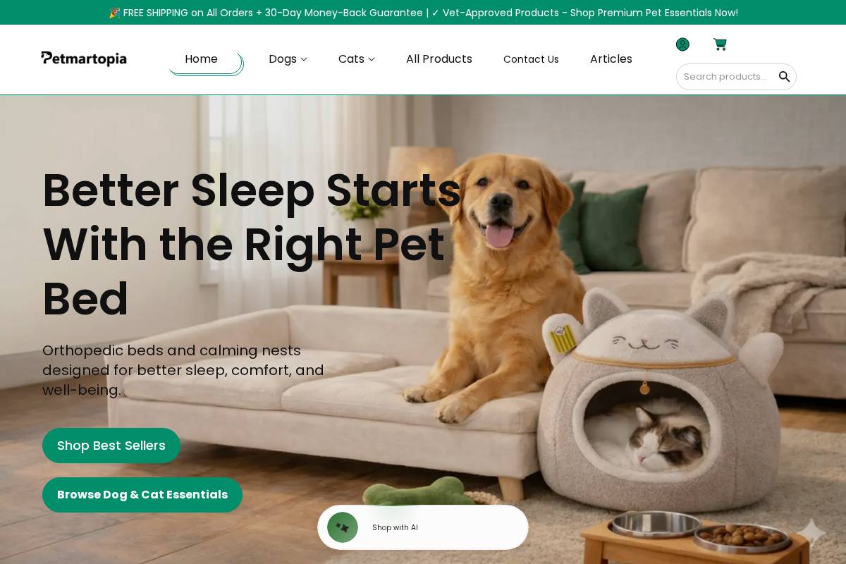 petmartopia.com homepage screenshot