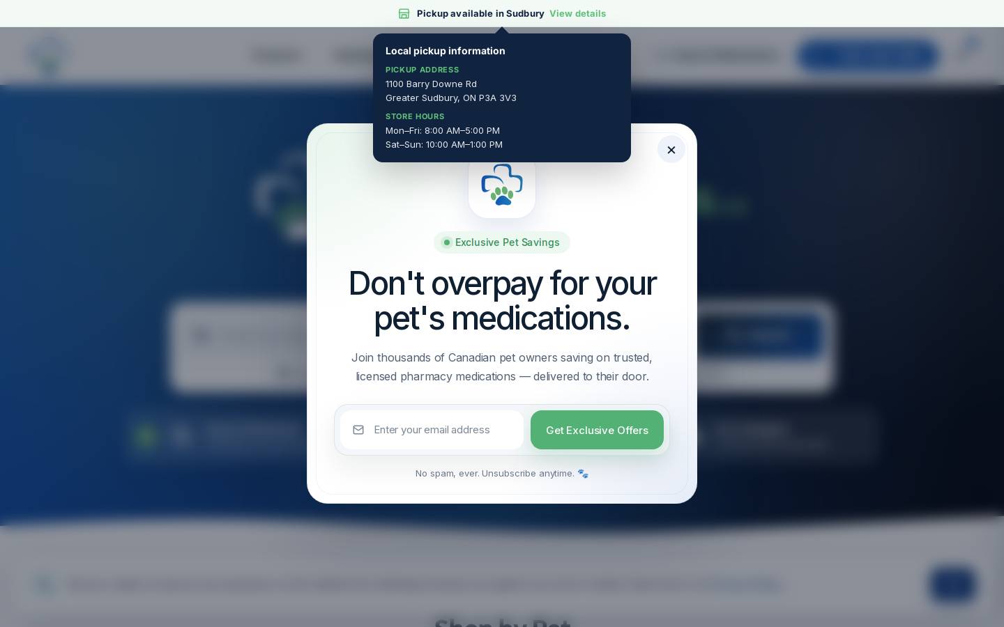 petmedsforless.ca homepage screenshot