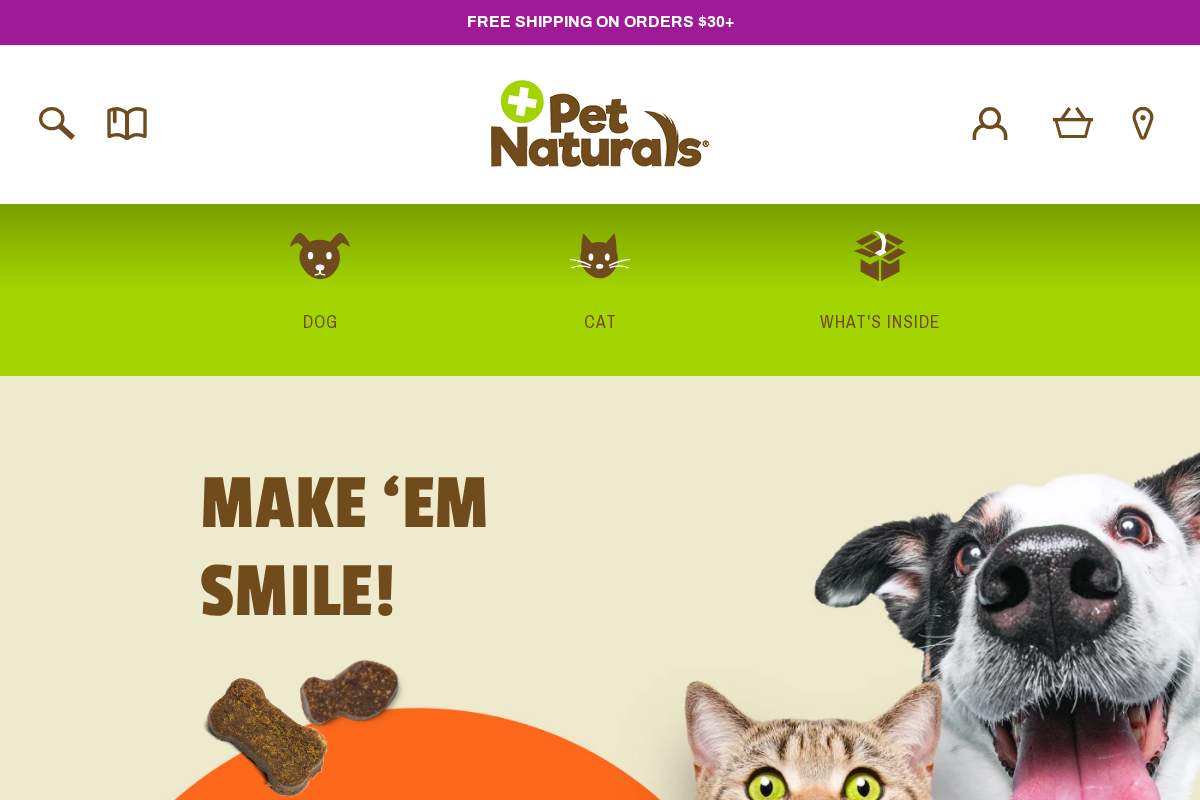 petnaturals.com homepage screenshot