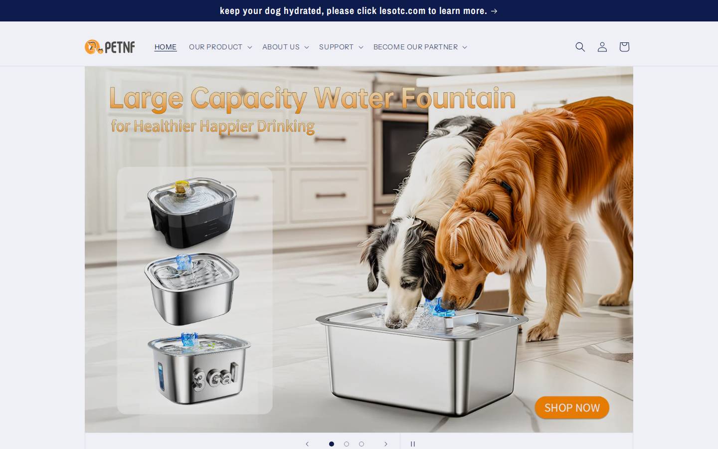 Petnf homepage screenshot