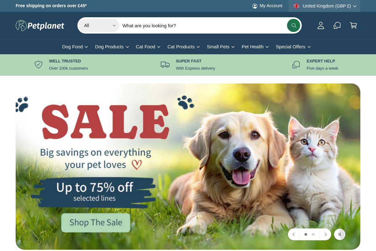 Petplanet homepage screenshot