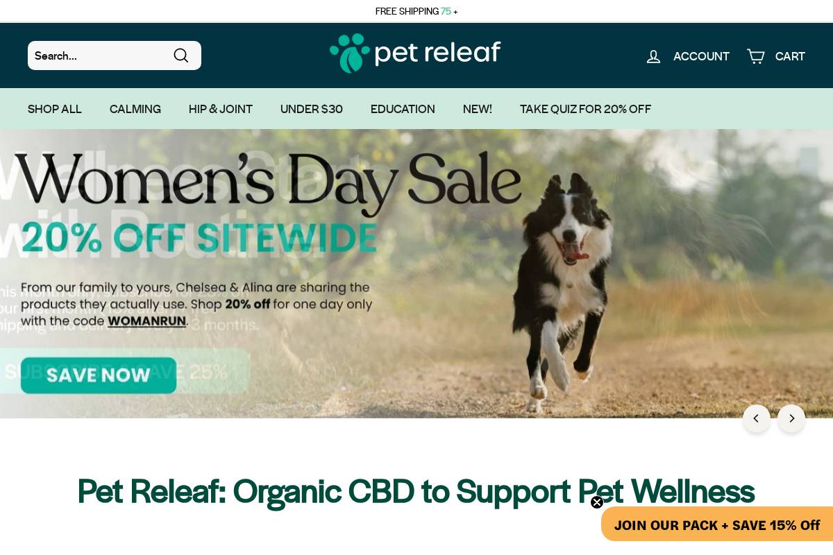 pet releaf homepage screenshot