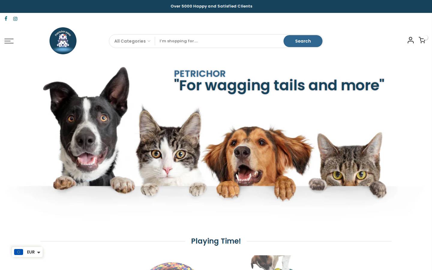 Petrichorpaws homepage screenshot