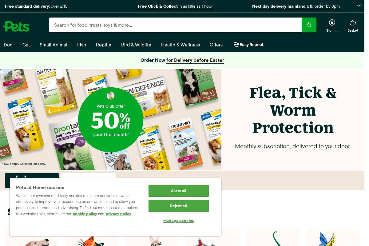 Pets at Home homepage screenshot