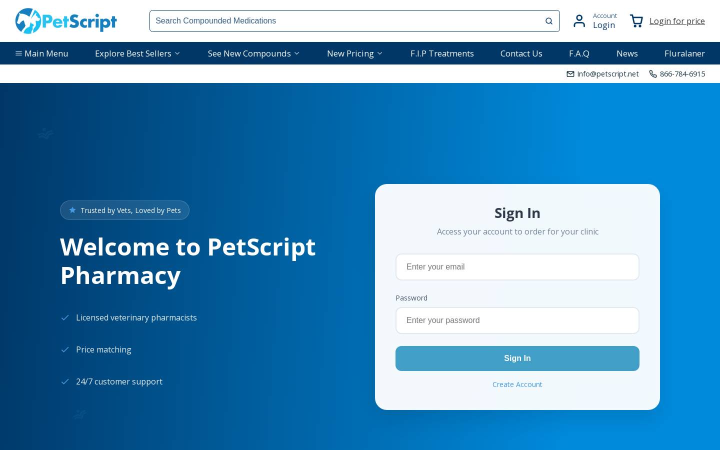petscriptpharmacy.com homepage screenshot