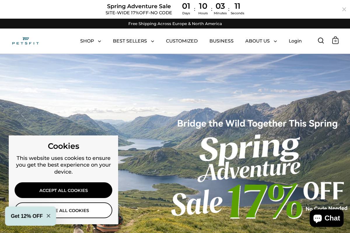 Petsfit homepage screenshot
