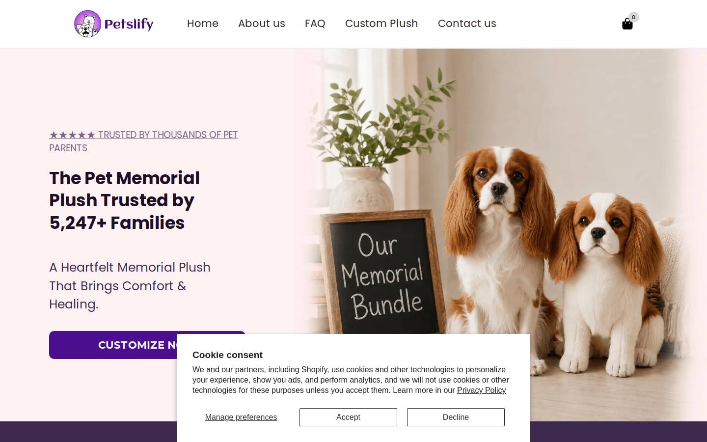 Petslify homepage screenshot