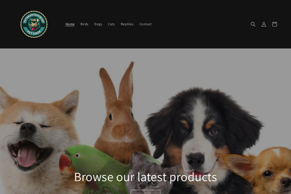 Pet's Mart homepage screenshot