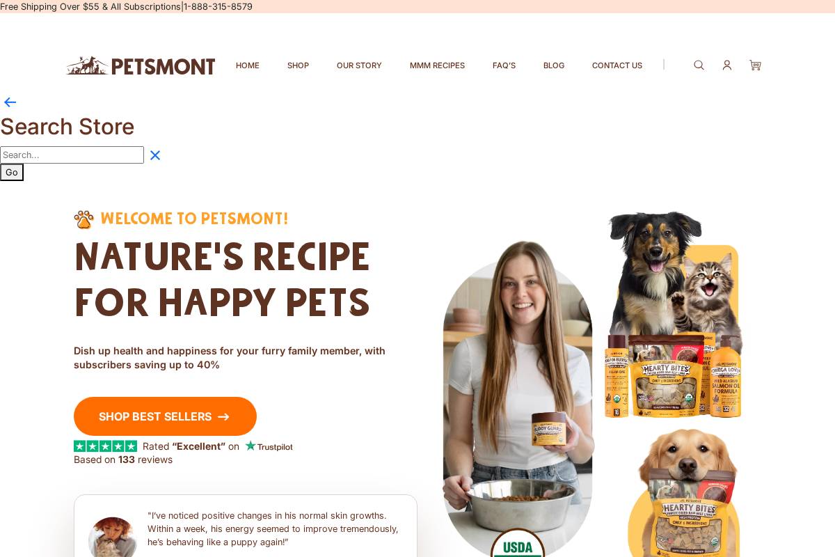 petsmont.com homepage screenshot