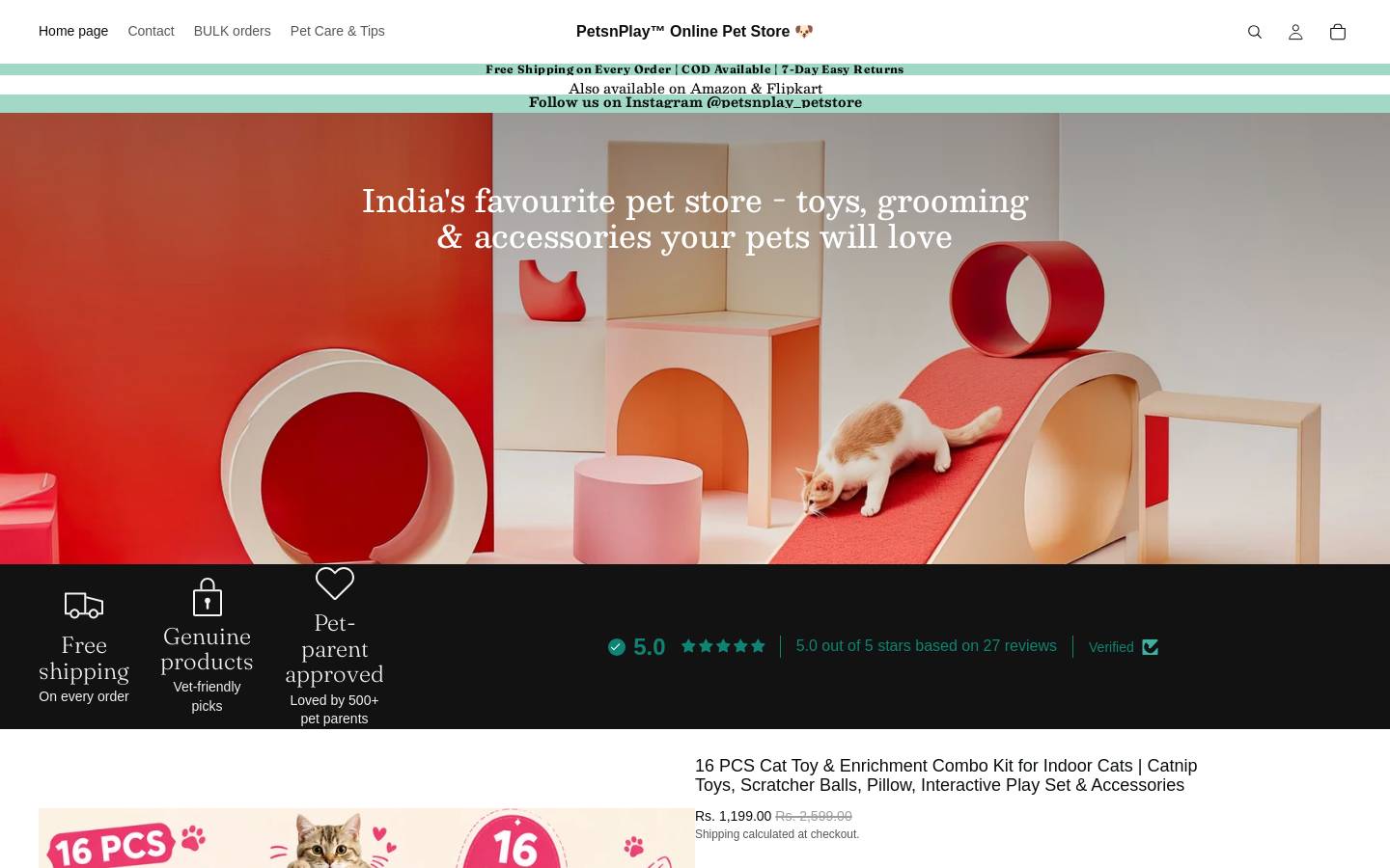 petsnplay.in homepage screenshot