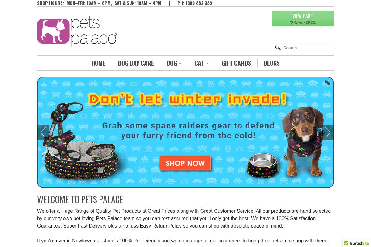 petspalace.com.au homepage screenshot