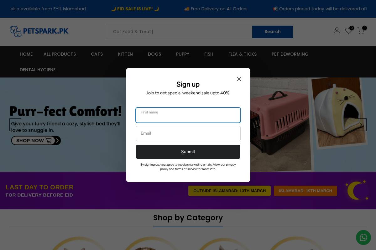 petspark.pk homepage screenshot