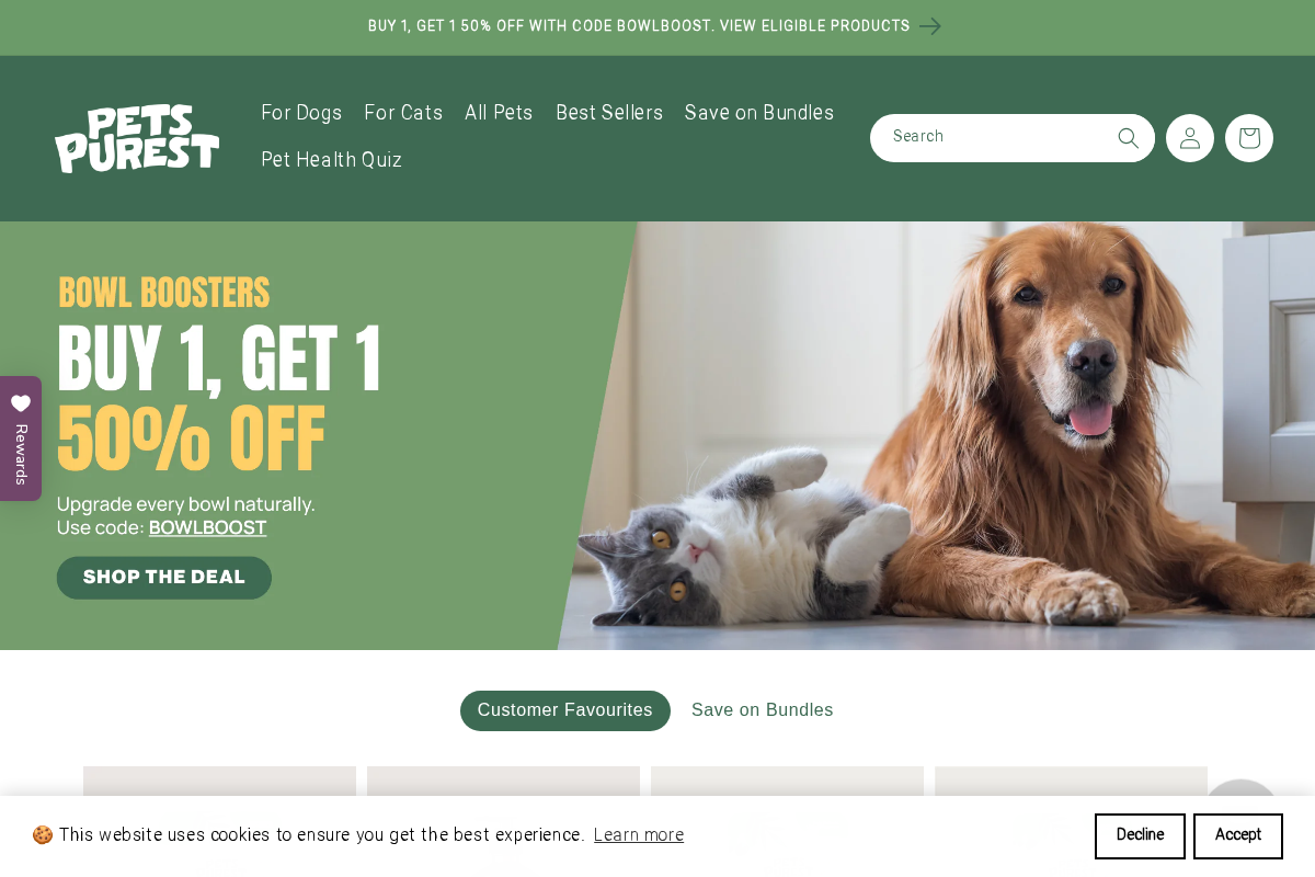Pets Purest homepage screenshot