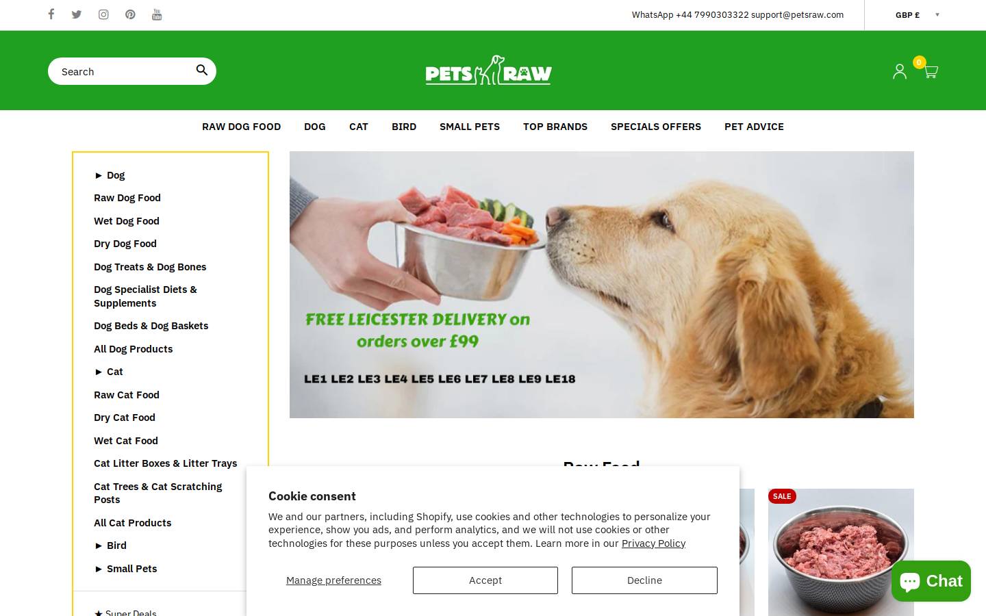 petsraw.com homepage screenshot