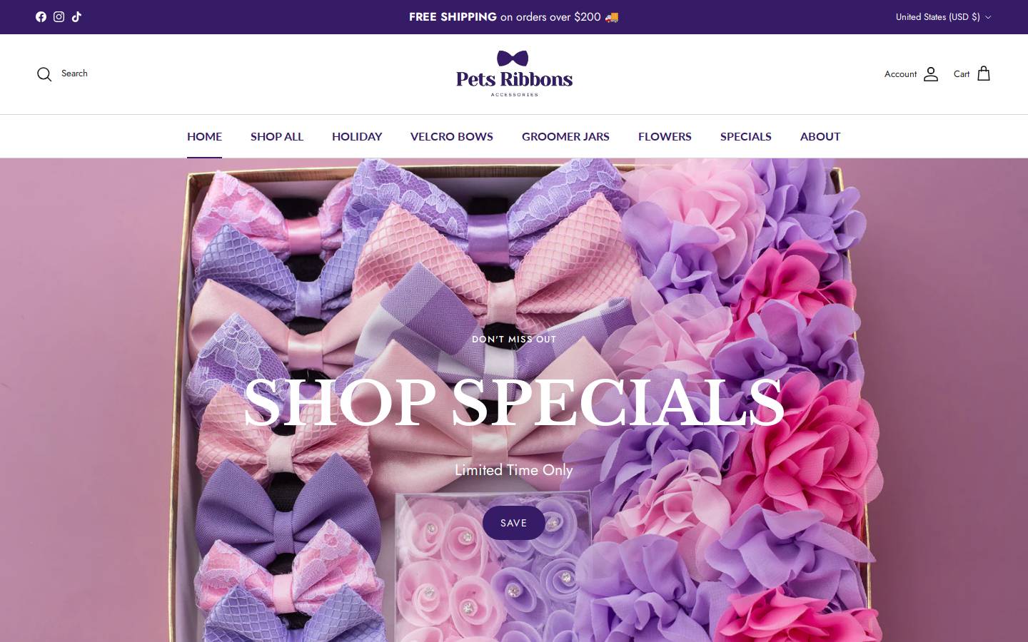 petsribbons.com homepage screenshot