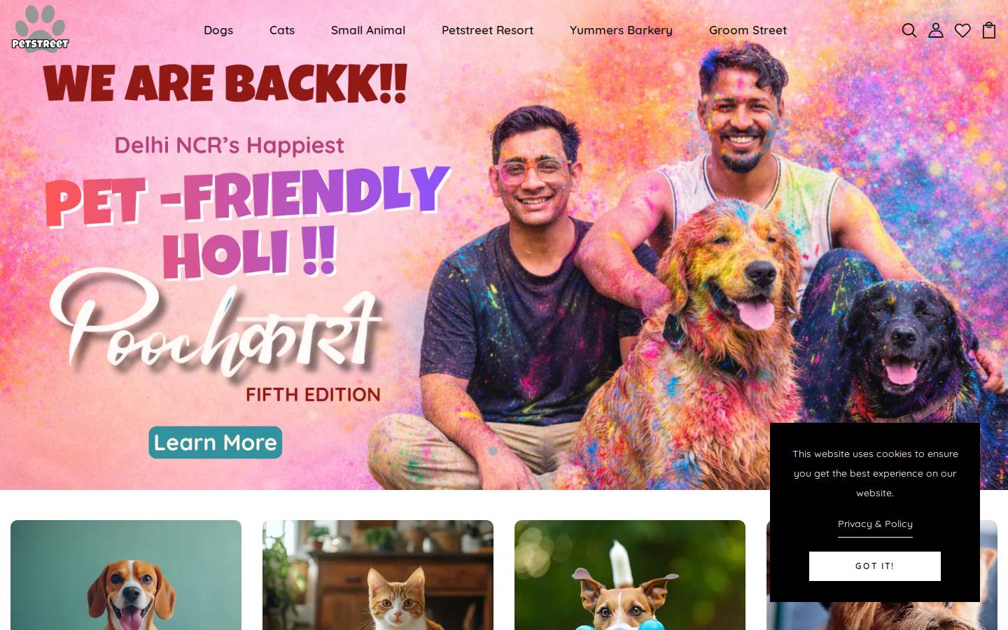 petstreet.in homepage screenshot
