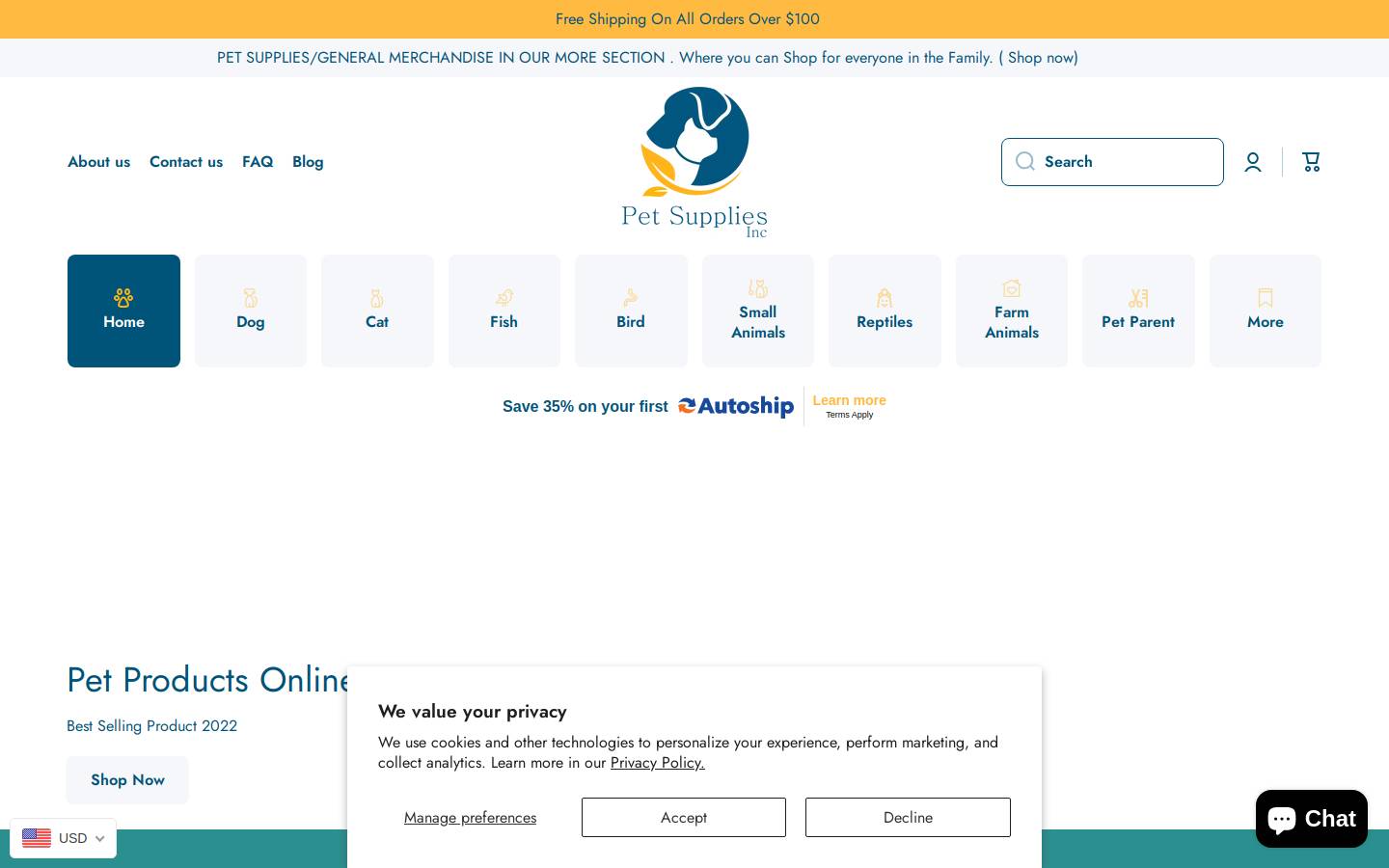 petsuppliesinc.com homepage screenshot