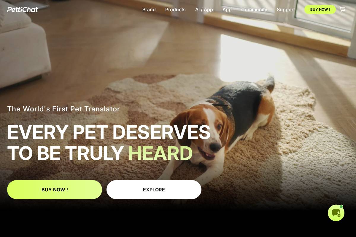 pettichat.com homepage screenshot