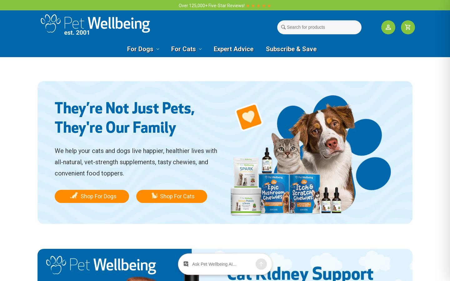 PetWellbeing homepage screenshot