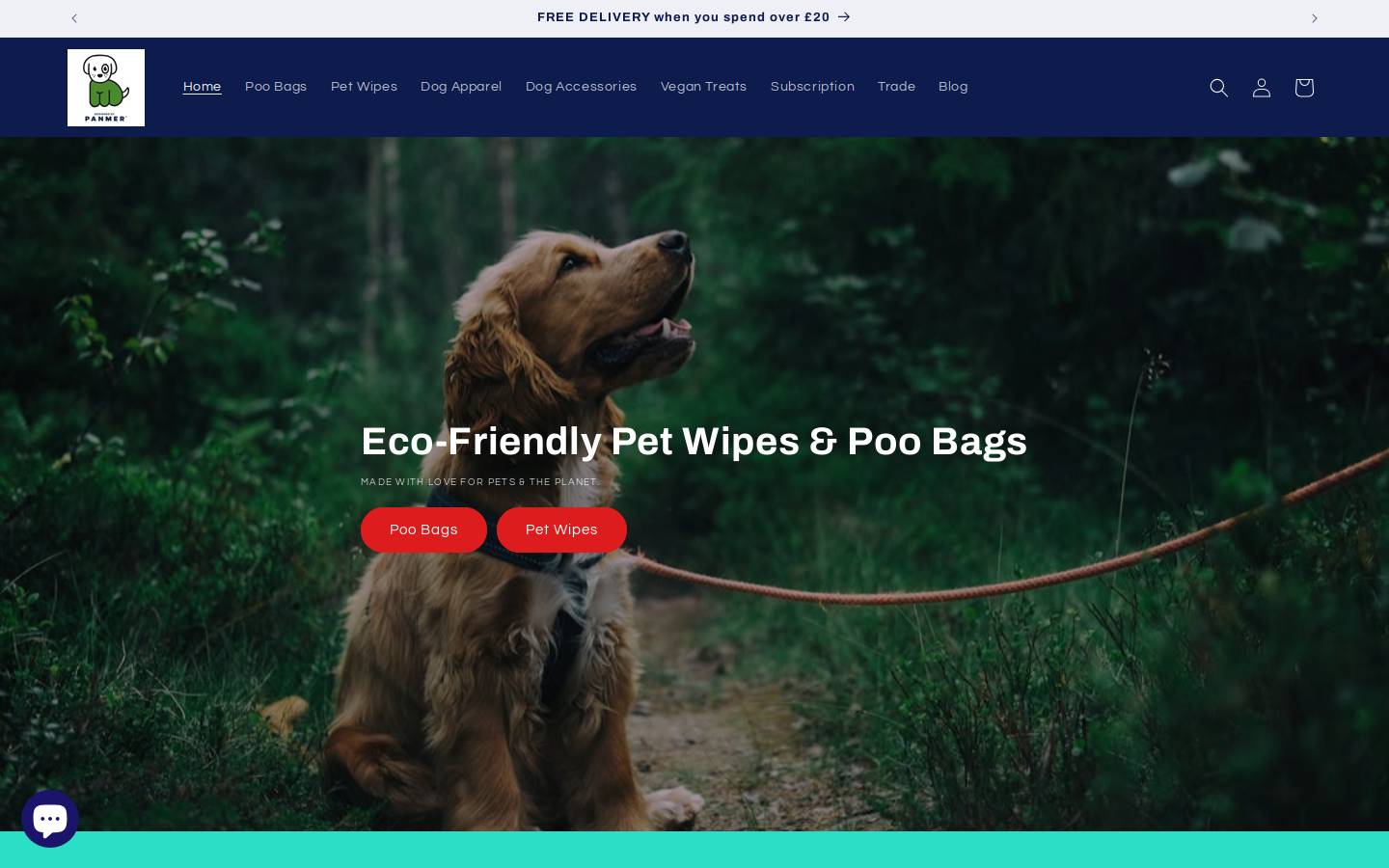 Pet Wipes & Poo Bags homepage screenshot