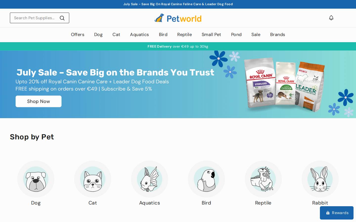 PetWorld.ie homepage screenshot