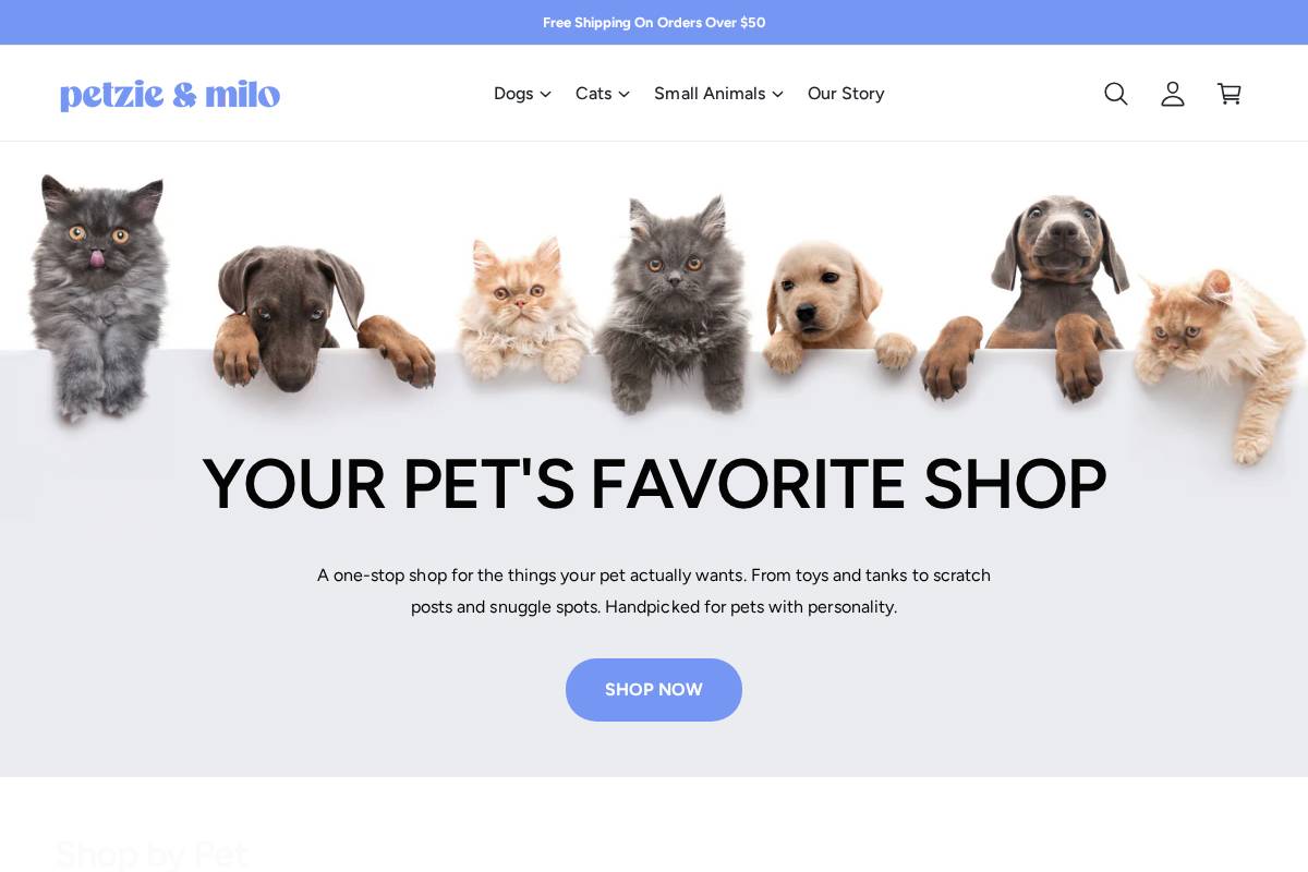 petzienmilo.com homepage screenshot